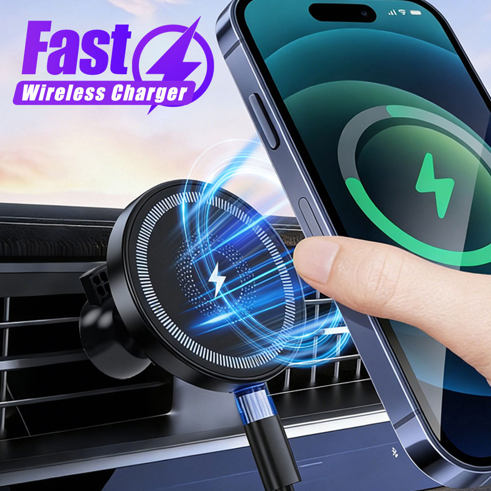 Magnetic Phone Holder For Car Vent - แท่นชาร์จไร้สายแม่เหล็กในรถยนต์ ที่ยึดโทรศัพท์มือถือแบบติดช่องแอร์ สำหรับ iPhone 17 16