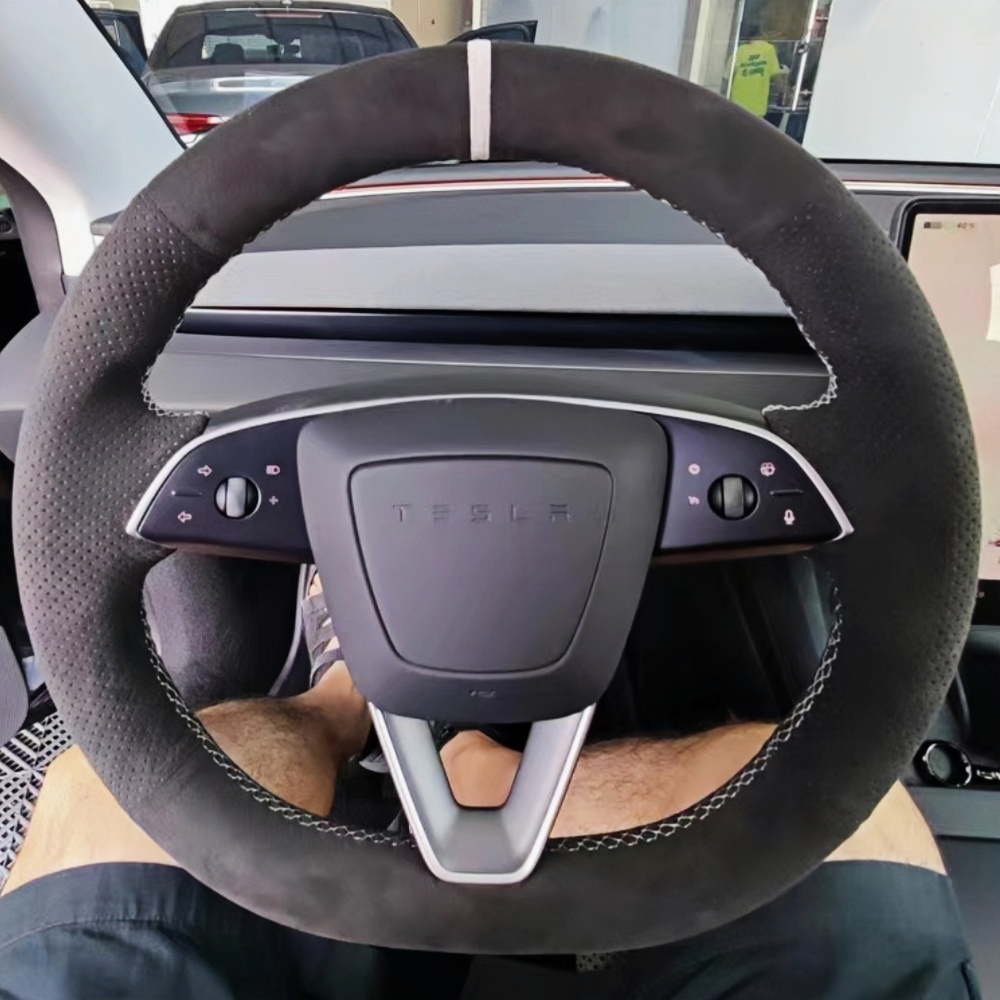 Car Steering Wheel Cover Anti Slip Breathable - CUSTOM พวงมาลัยรถ Anti-SLIP และหนังนุ่มสําหรับ Tesla ใหม่รุ่น