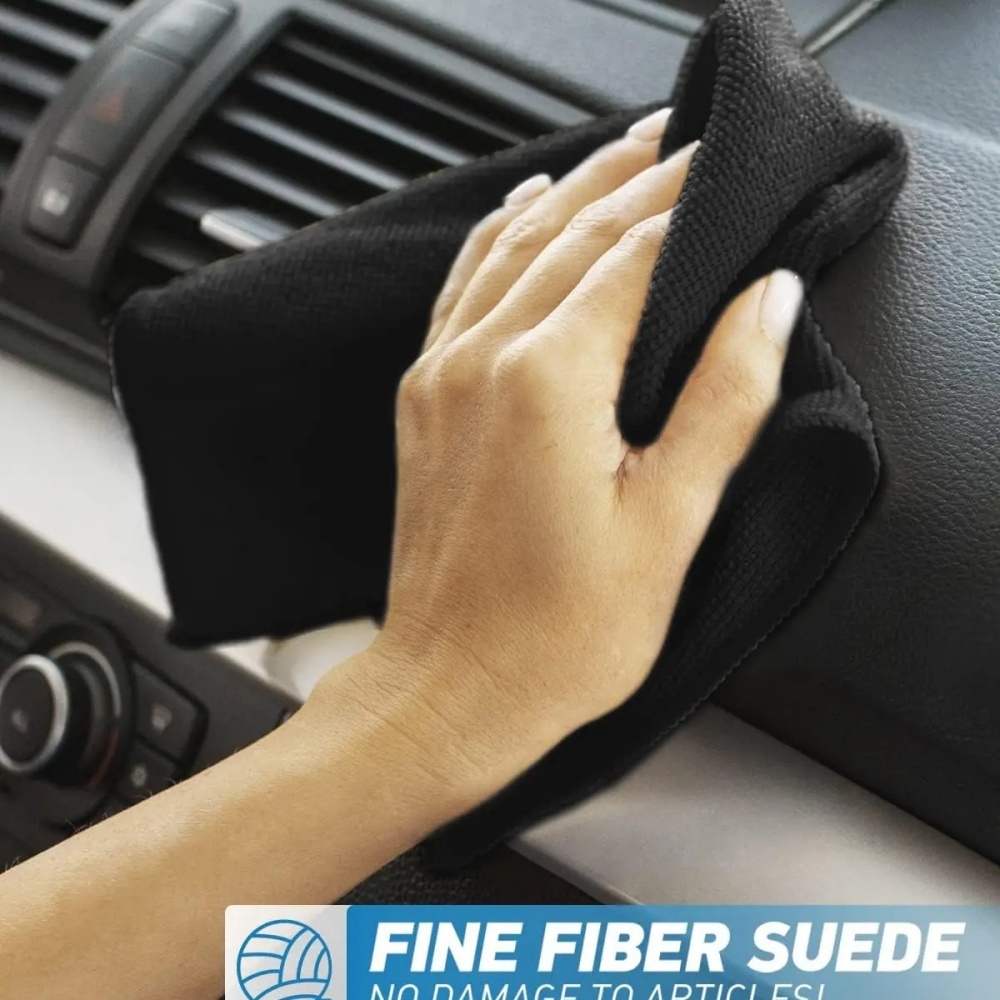 Microfiber Car Drying Towel Super Absorbent - ผ้าไมโครไฟเบอร์สีดำ ผ้าเช็ดทำความสะอาด ซึมซับได้ดี สำหรับล้างรถ งานบ้าน ทำความสะอาดห้องครัว