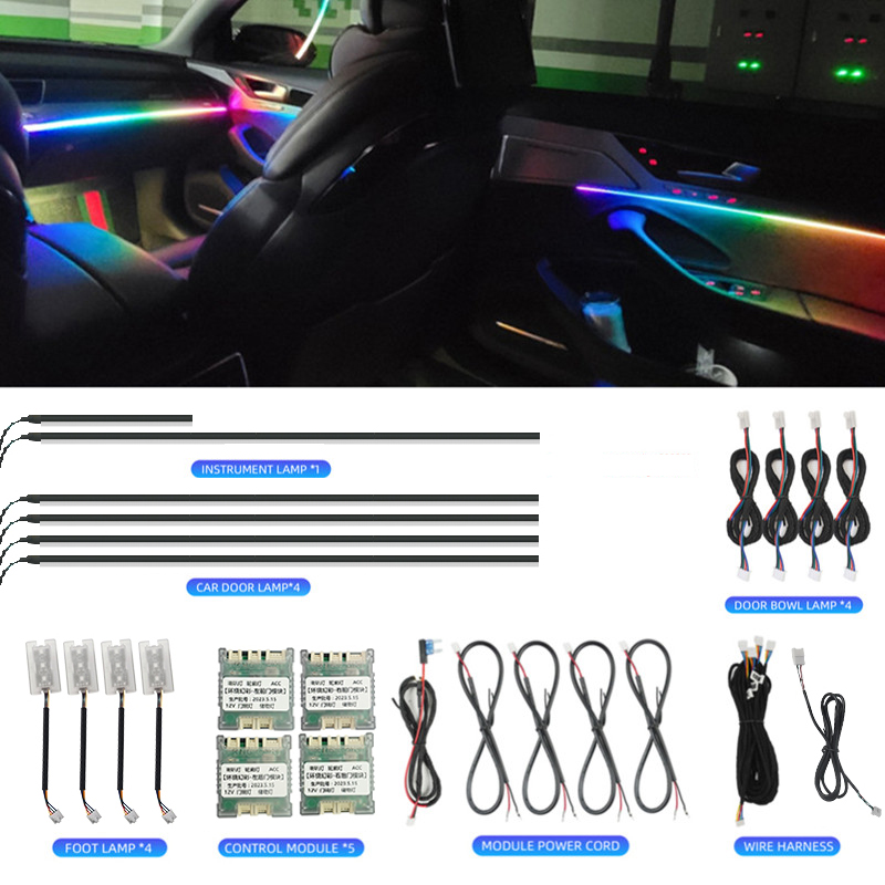 Led Ambient Interior Car Lights App Control - ไฟตกแต่งภายในรถยนต์ LED 64 สี RGB Symphony