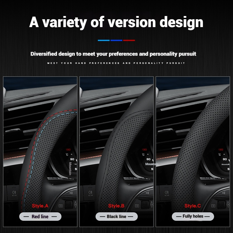 หนังพวงมาลัยรถพวงมาลัยรถ Anti  - Car Steering Wheel Cover Anti Slip Breathable บทวิจารณ์และราคา