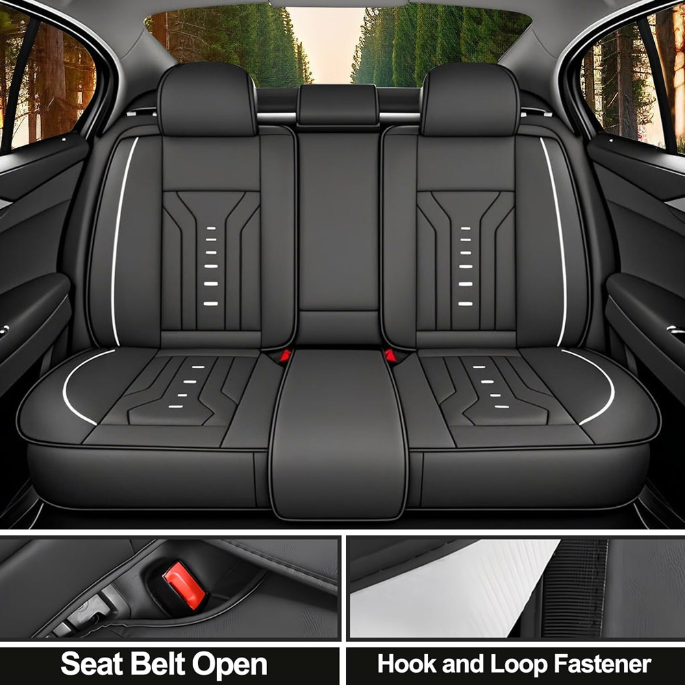 ชุดหุ้มเบาะรถยนต์หนังแท้สุดหรู - Leather Car Seat Covers Full Set Universal บทวิจารณ์และราคา