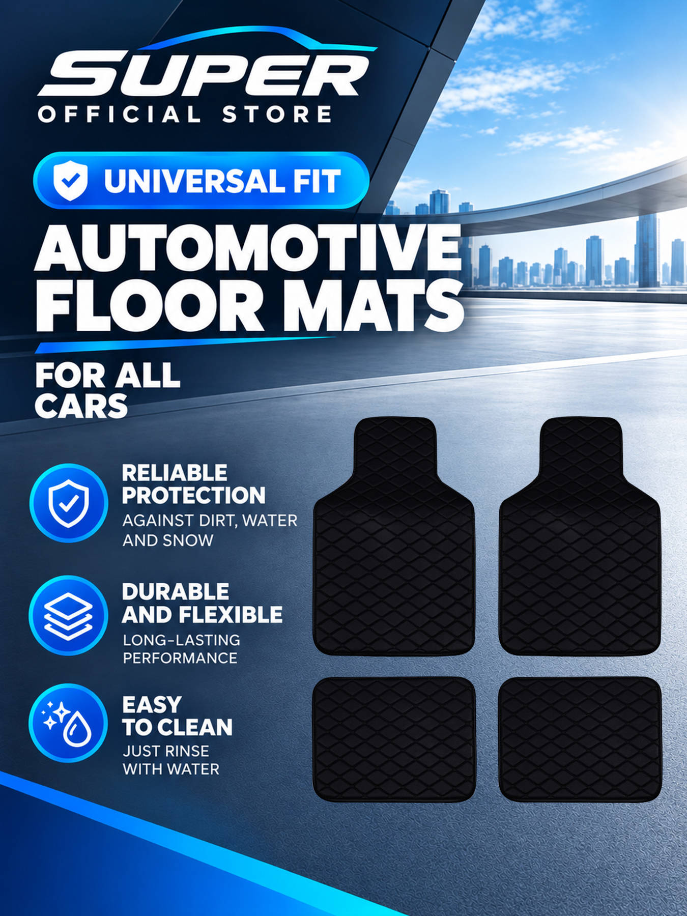 ชุดพรมปูพื้นรถยนต์ครบชุด ใช้ได - Car Floor Mats Universal Waterproof Leather บทวิจารณ์และราคา