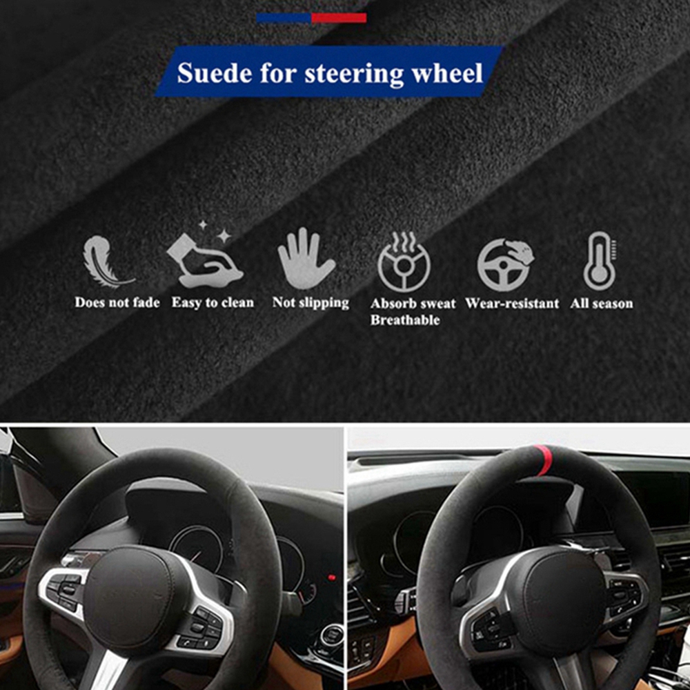 Anti-SLIP หนังนิ่มสีดํา Braid  - Car Steering Wheel Cover Anti Slip Breathable บทวิจารณ์และราคา