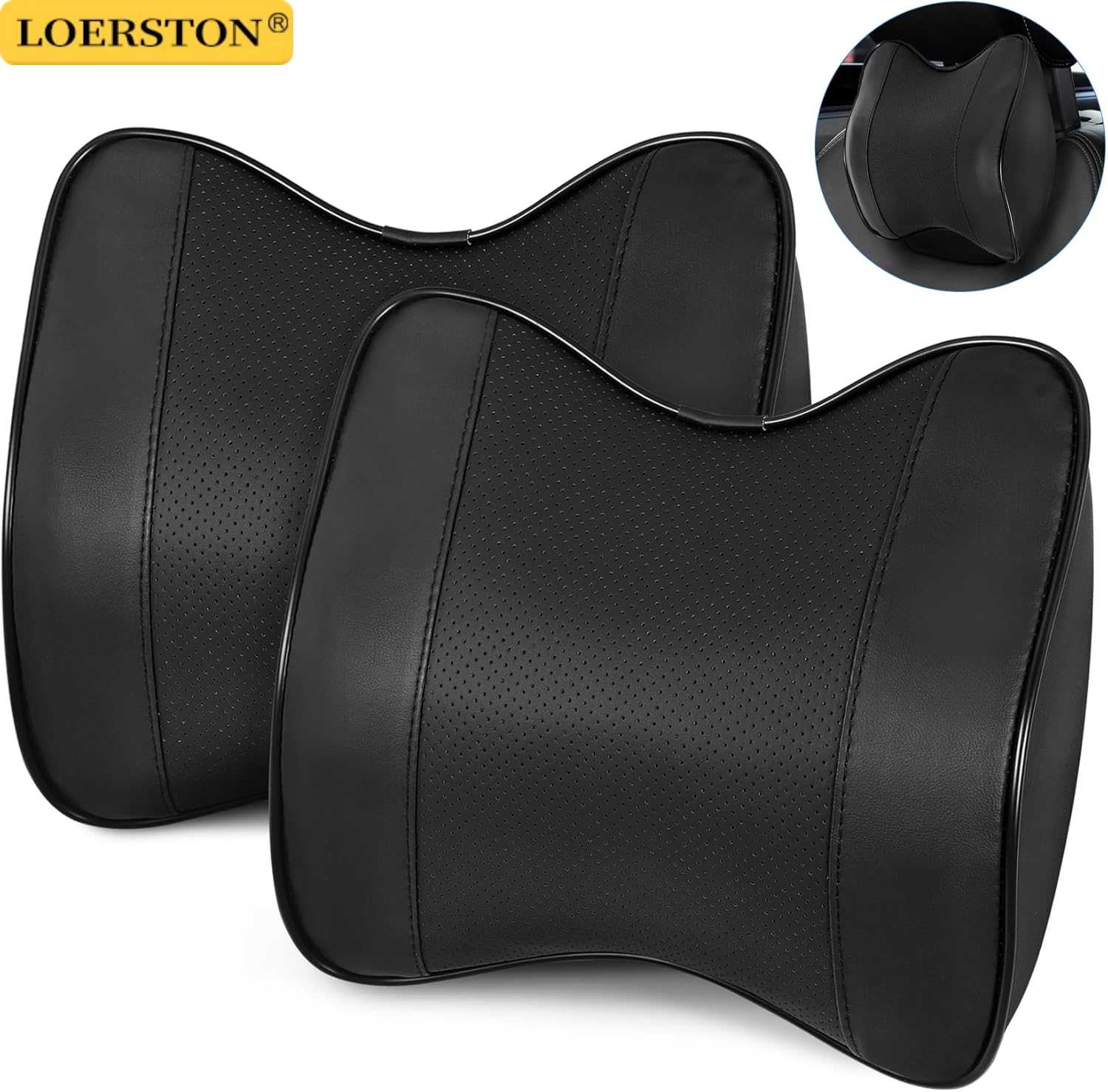 หมอนรองคอในรถยนต์ หมอนรองศีรษะ - Memory Foam Car Neck Pillow Lumbar Support บทวิจารณ์และราคา