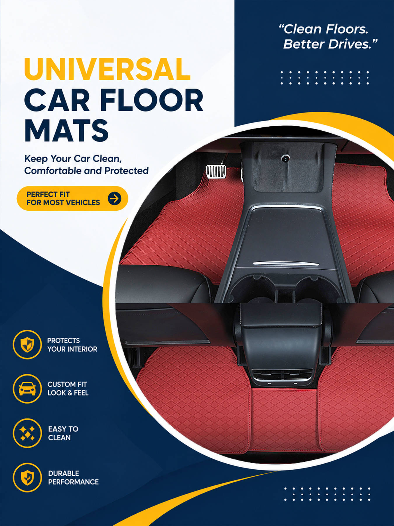 ชุดพรมปูพื้นรถยนต์ครบชุด ใช้ได - Car Floor Mats Universal Waterproof Leather บทวิจารณ์และราคา