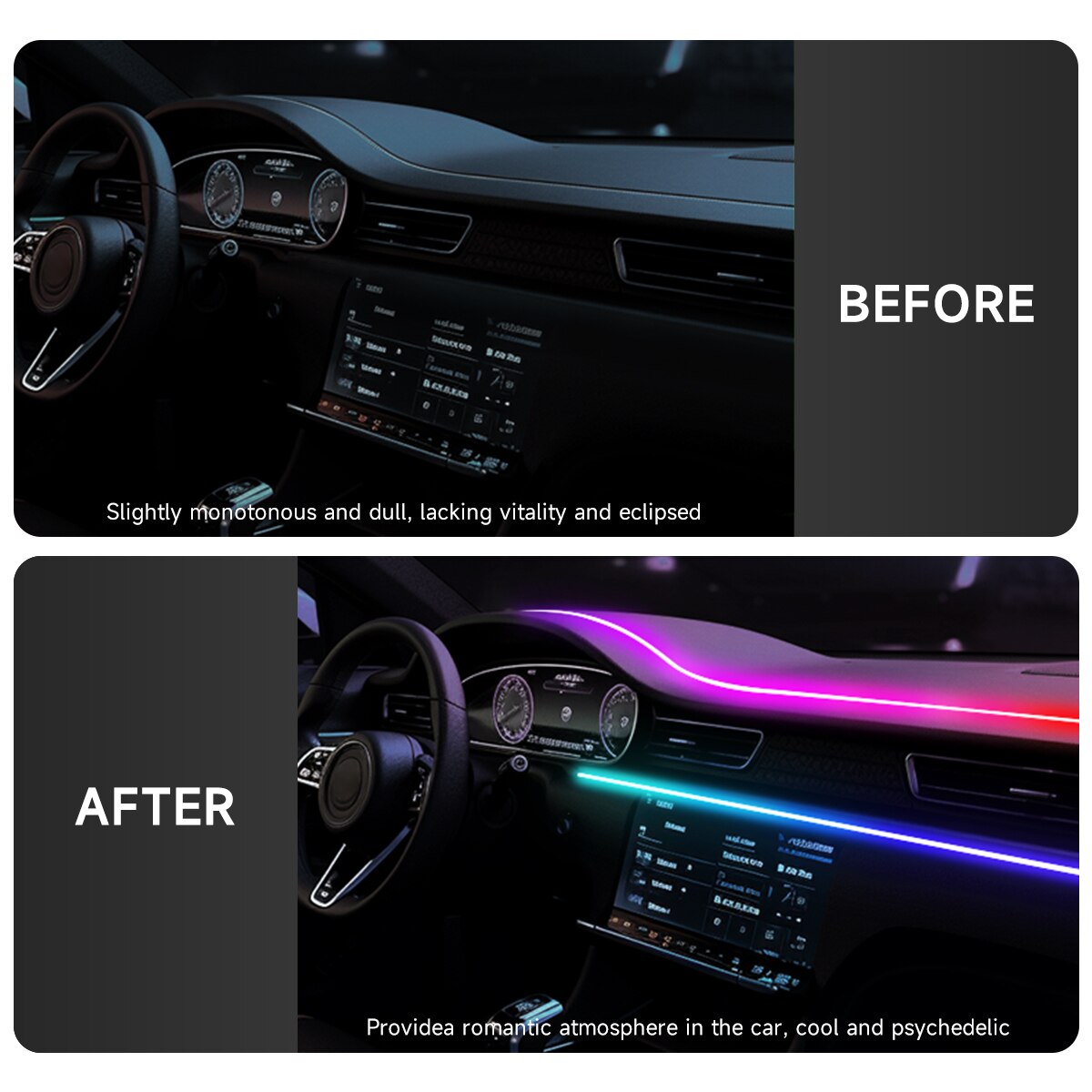 ไฟ LED แถบอะคริลิค 64 สี สำหรั - Led Ambient Interior Car Lights App Control บทวิจารณ์และราคา