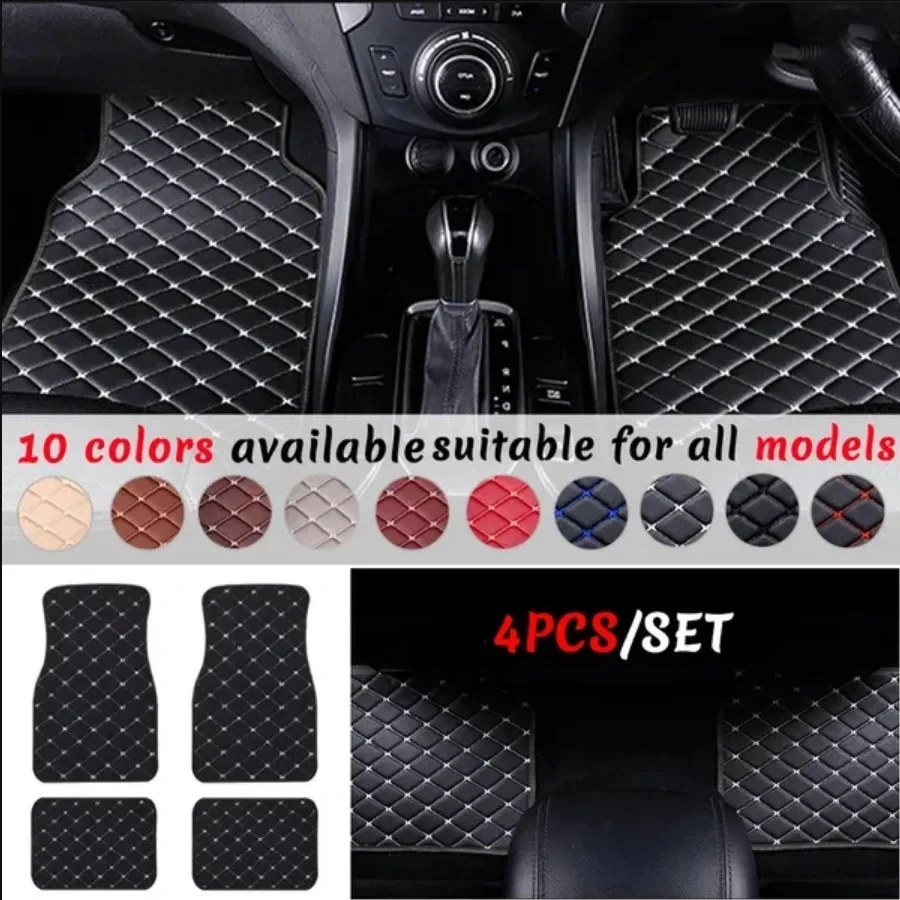 พรมปูพื้นรถ 4PCS Universal PU  - Car Floor Mats Universal Waterproof Leather บทวิจารณ์และราคา