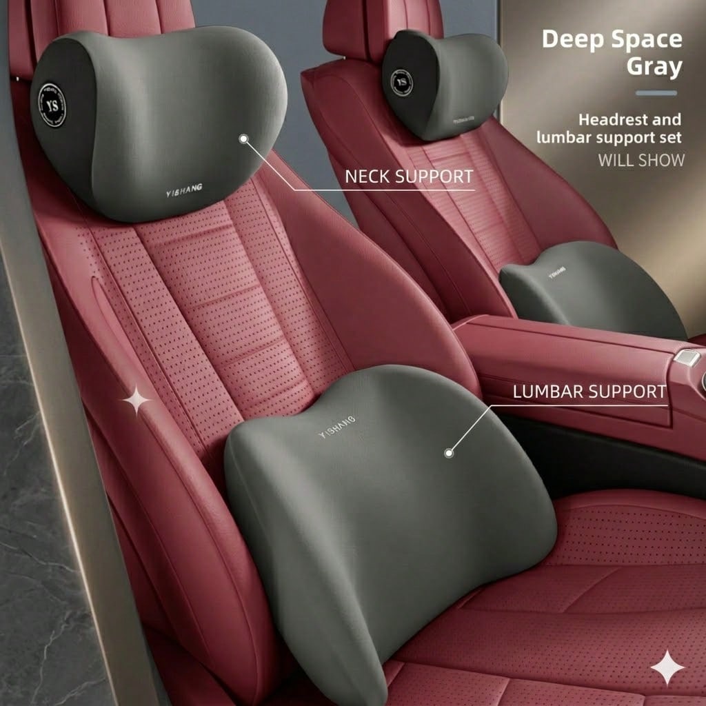หมอนรองศีรษะและหมอนรองหลังส่วน - Memory Foam Car Neck Pillow Lumbar Support บทวิจารณ์และราคา